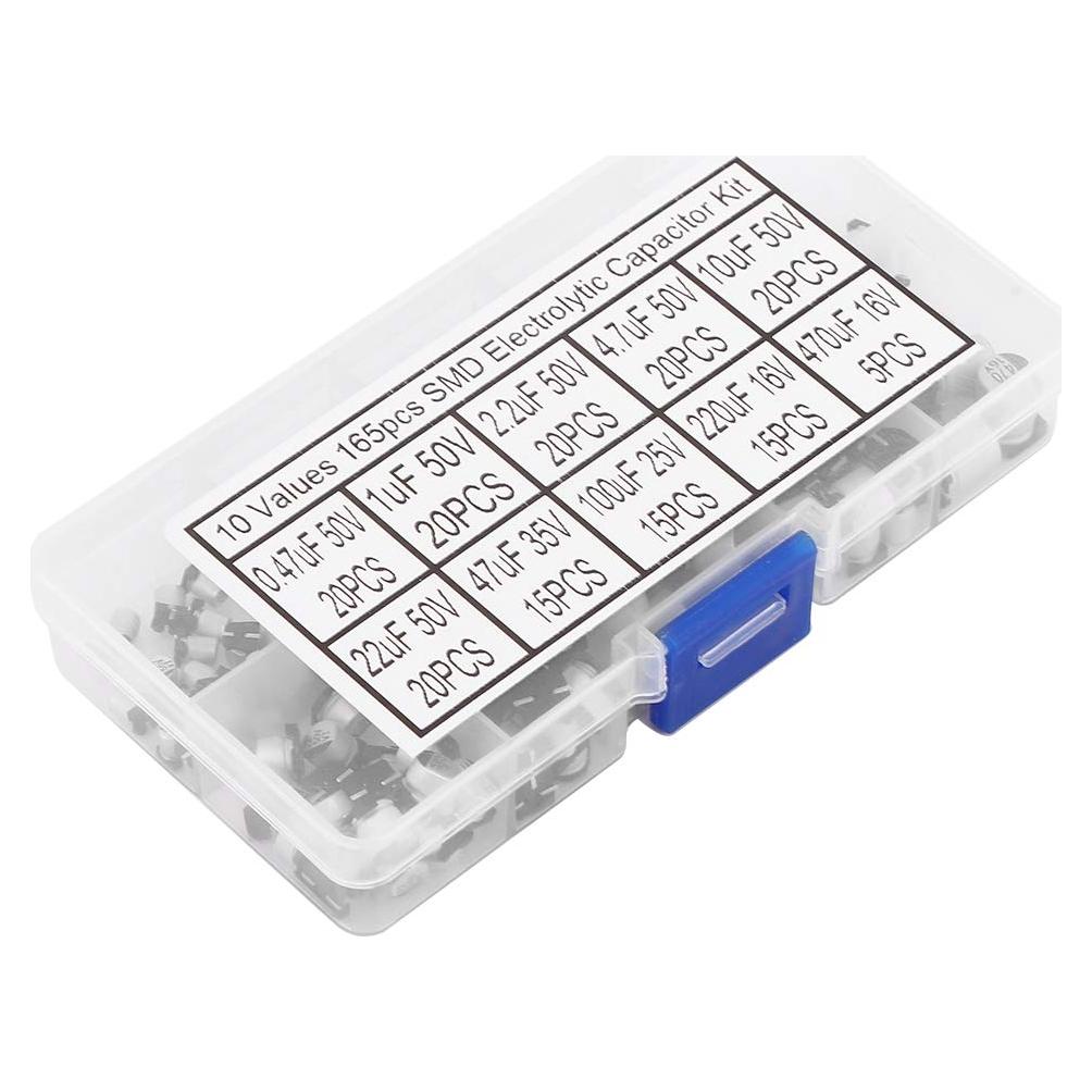 Kit de 165 Capacitores Electrolíticos Aluminio LiebeWH 0.47uF-470uF