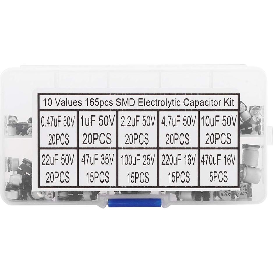 Kit de 165 Capacitores Electrolíticos Aluminio LiebeWH 0.47uF-470uF
