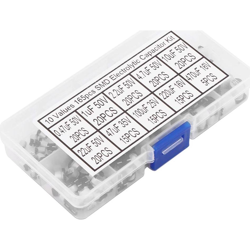 Kit de 165 Capacitores Electrolíticos Aluminio LiebeWH 0.47uF-470uF