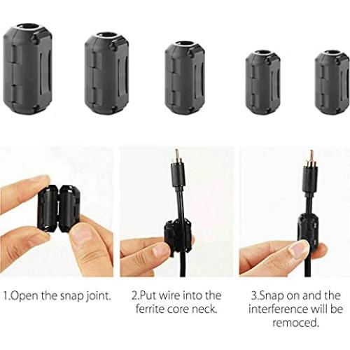 Ceedmon 20 Clips de Ferrita RFI EMI para Cable 3-13mm Negro