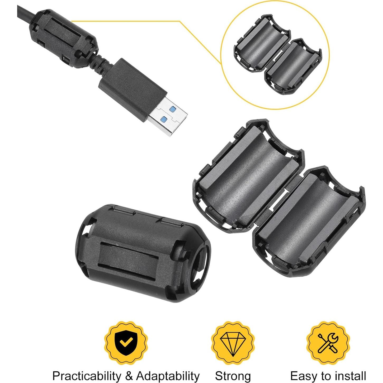 Núcleos de Anillo de Ferrita Clip-on MECCANIXITY 30 Pcs