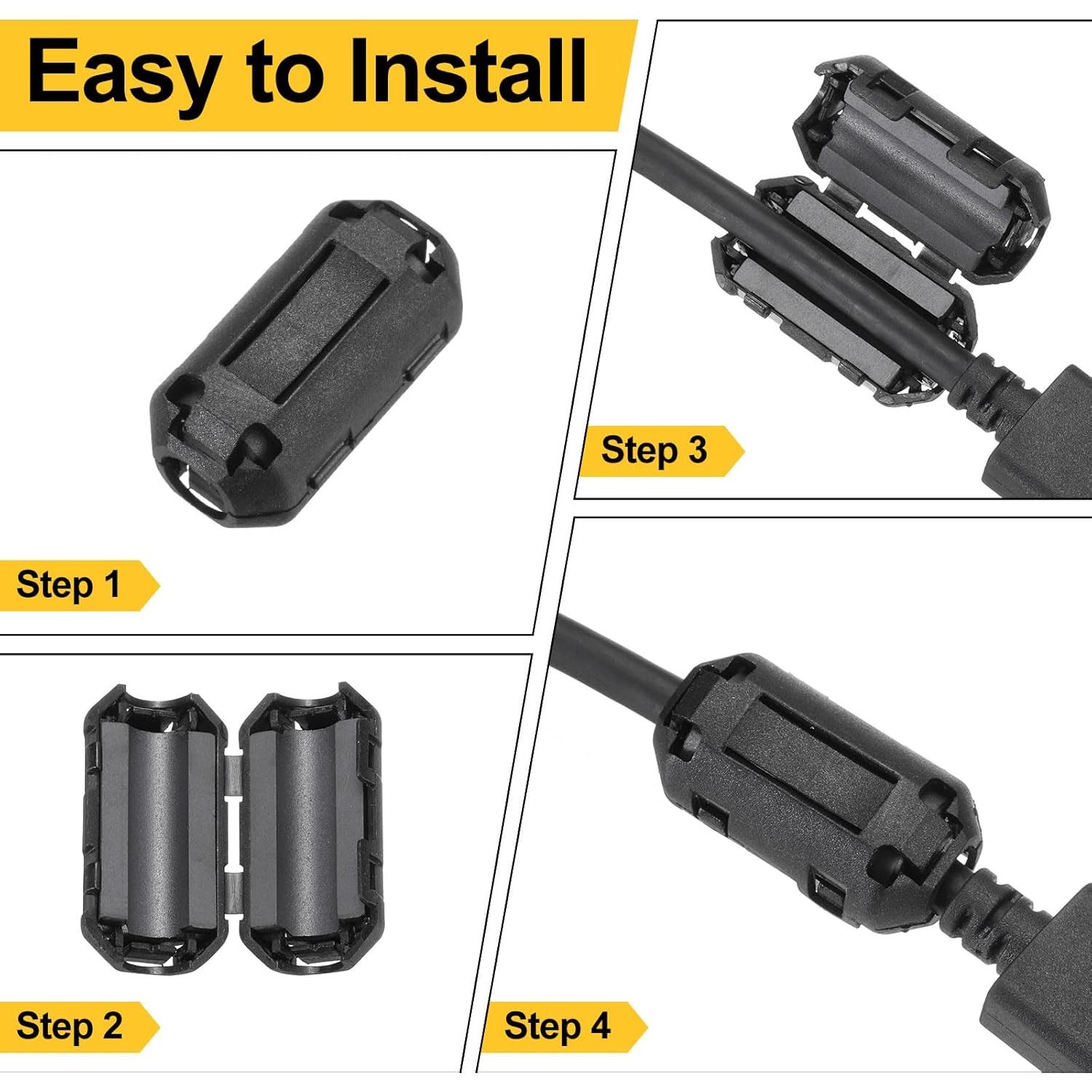 Núcleos de Anillo de Ferrita Clip-on MECCANIXITY 35 Pcs