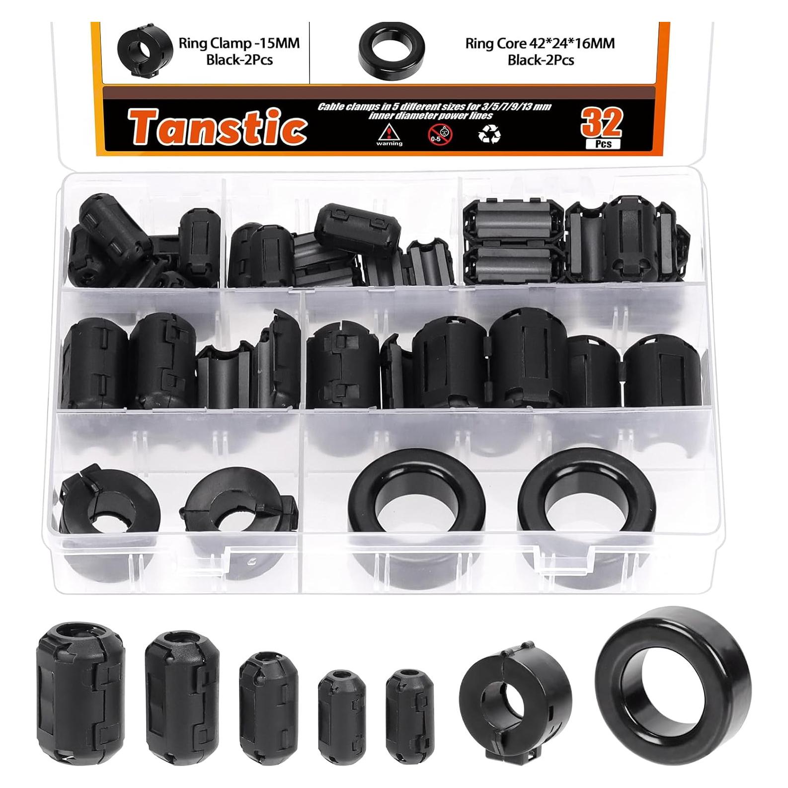 Clip-on de Ferrita Tanstic 32 Pcs para Reducción de Ruido