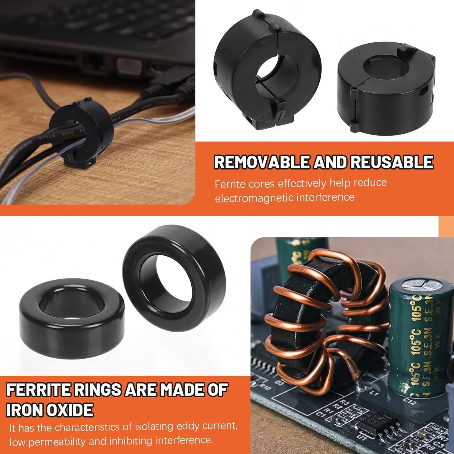 Clip-on de Ferrita Tanstic 32 Pcs para Reducción de Ruido