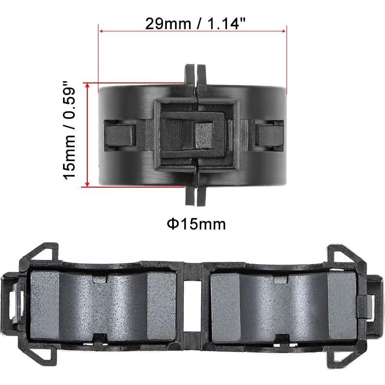 Clip de Anillo de Ferrita 15mm RFI EMI - 6 Pcs Negro