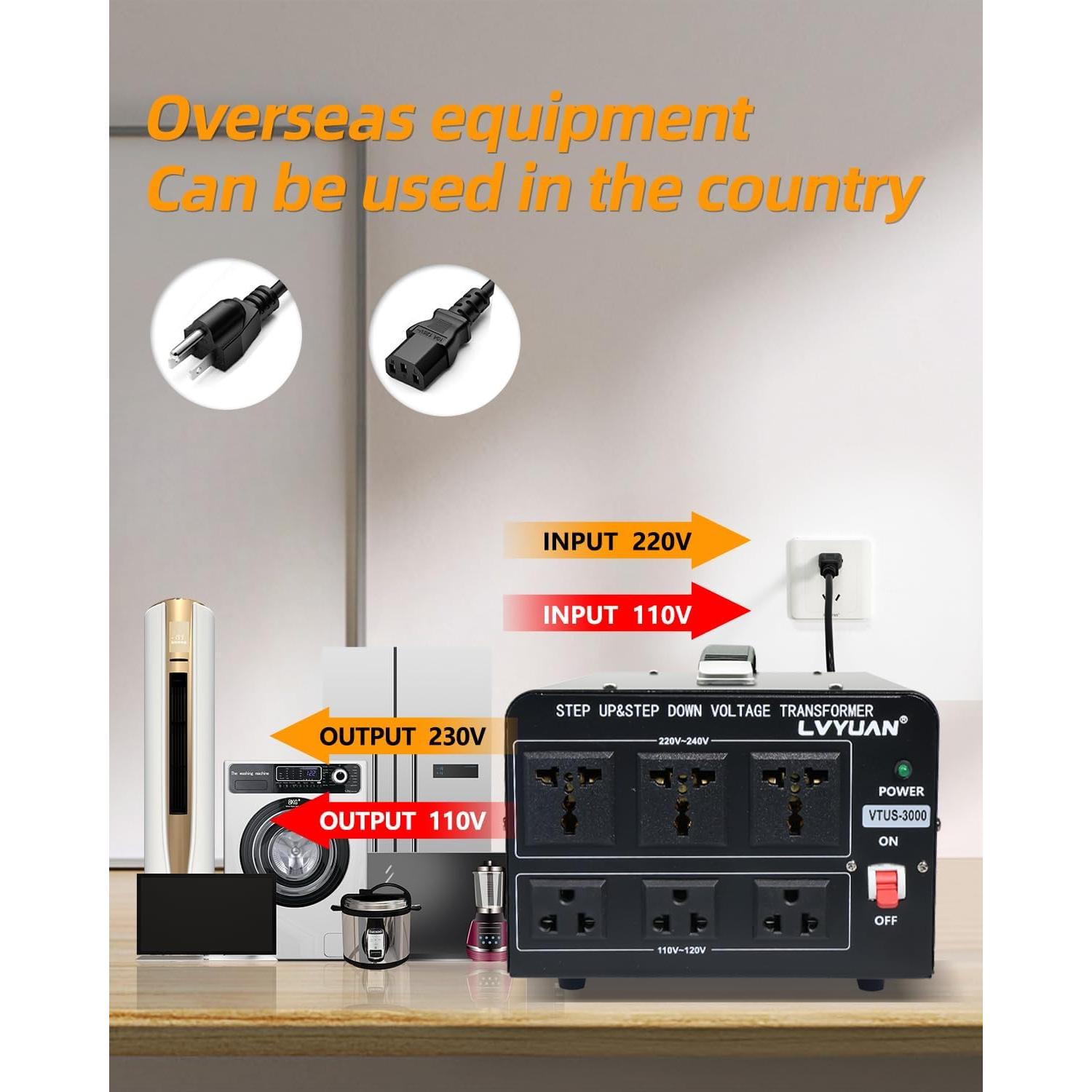 Transformador de Voltaje LVYUAN 3000W Paso Arriba/Abajo