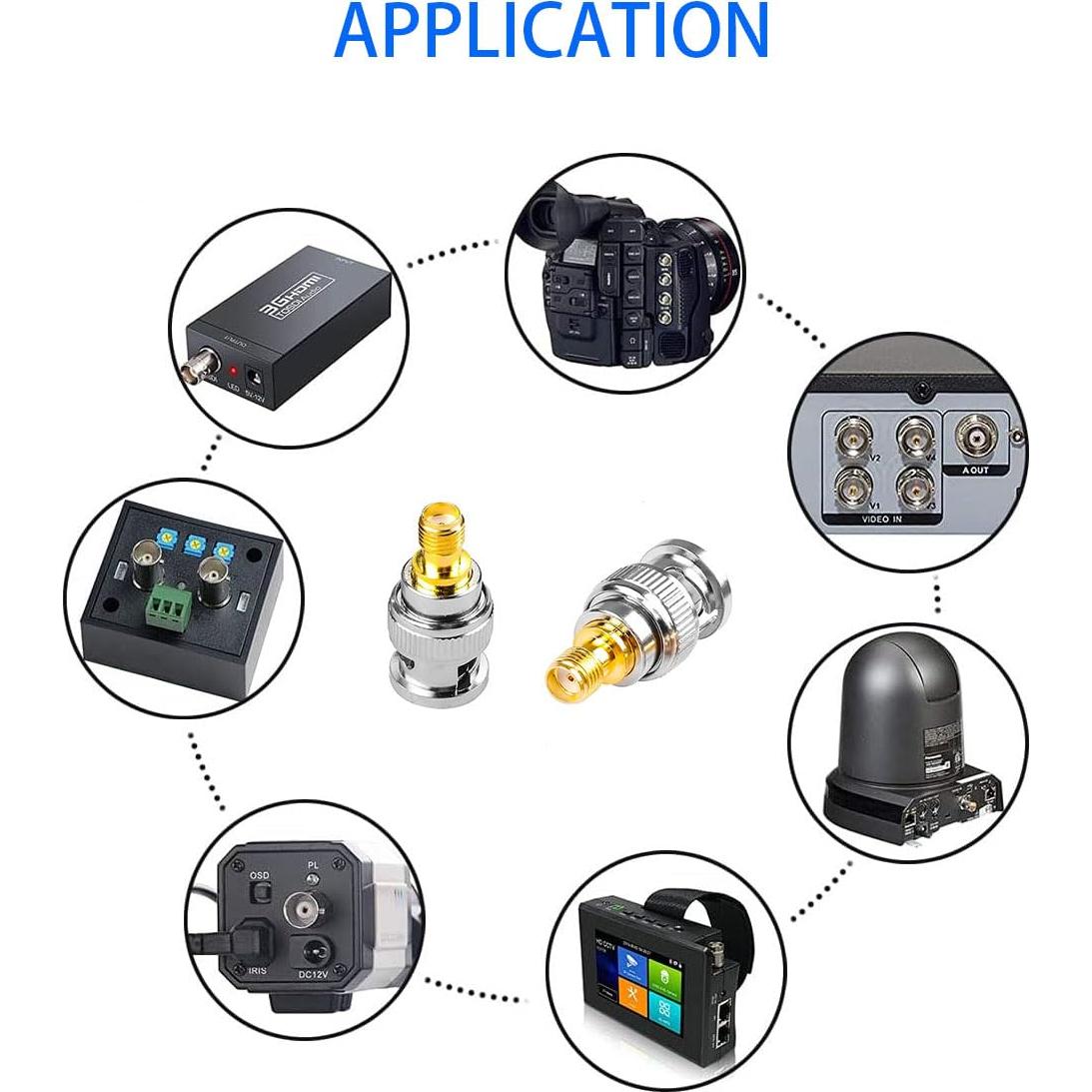 Adaptador Coaxial RF SMA Hembra a BNC Macho DHT 2 Piezas