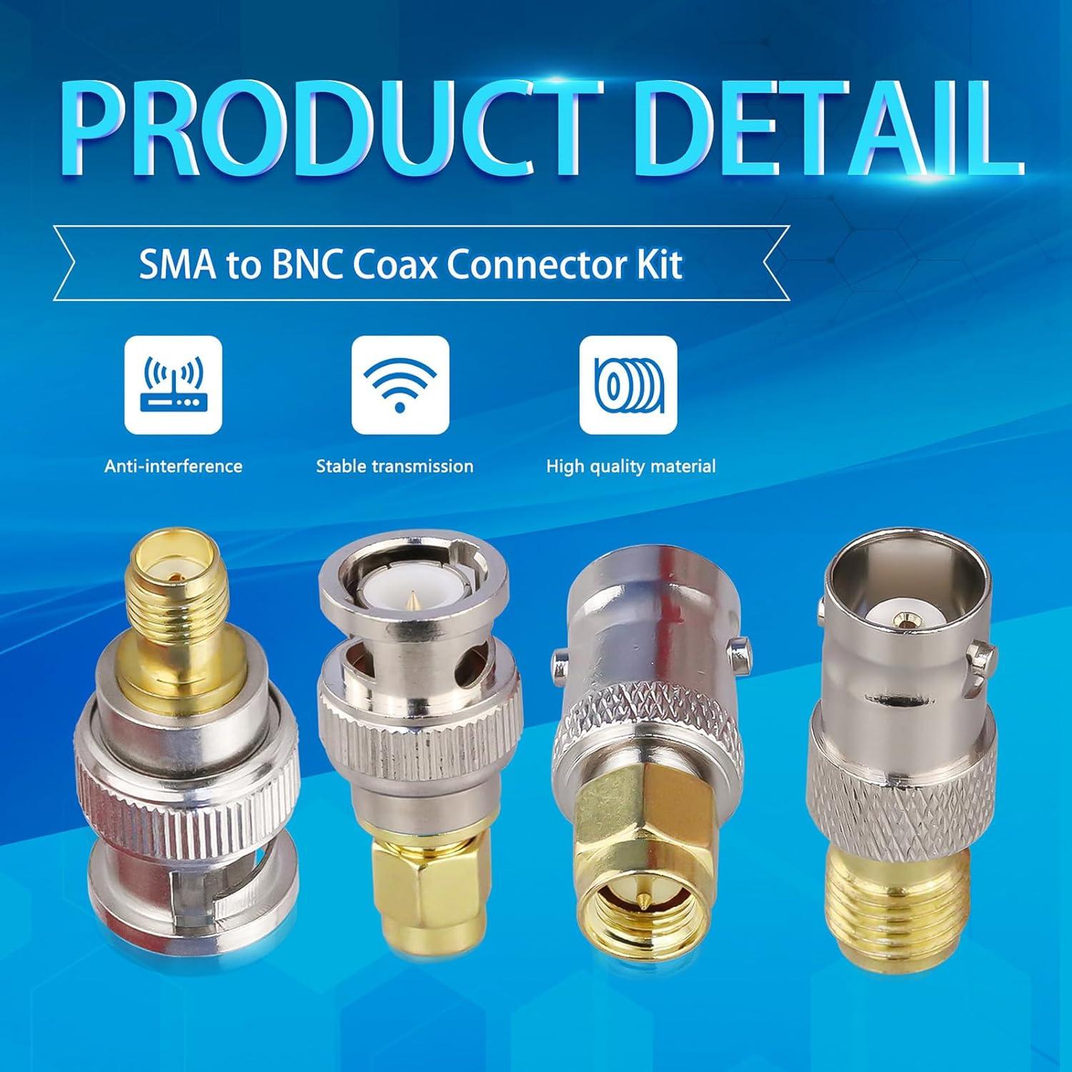 Adaptador Coaxial SMA a BNC TUOLNK 4 Piezas 6 GHz