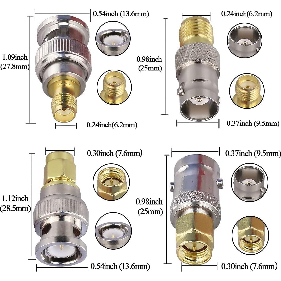 Adaptador Coaxial SMA a BNC TUOLNK 4 Piezas 6 GHz