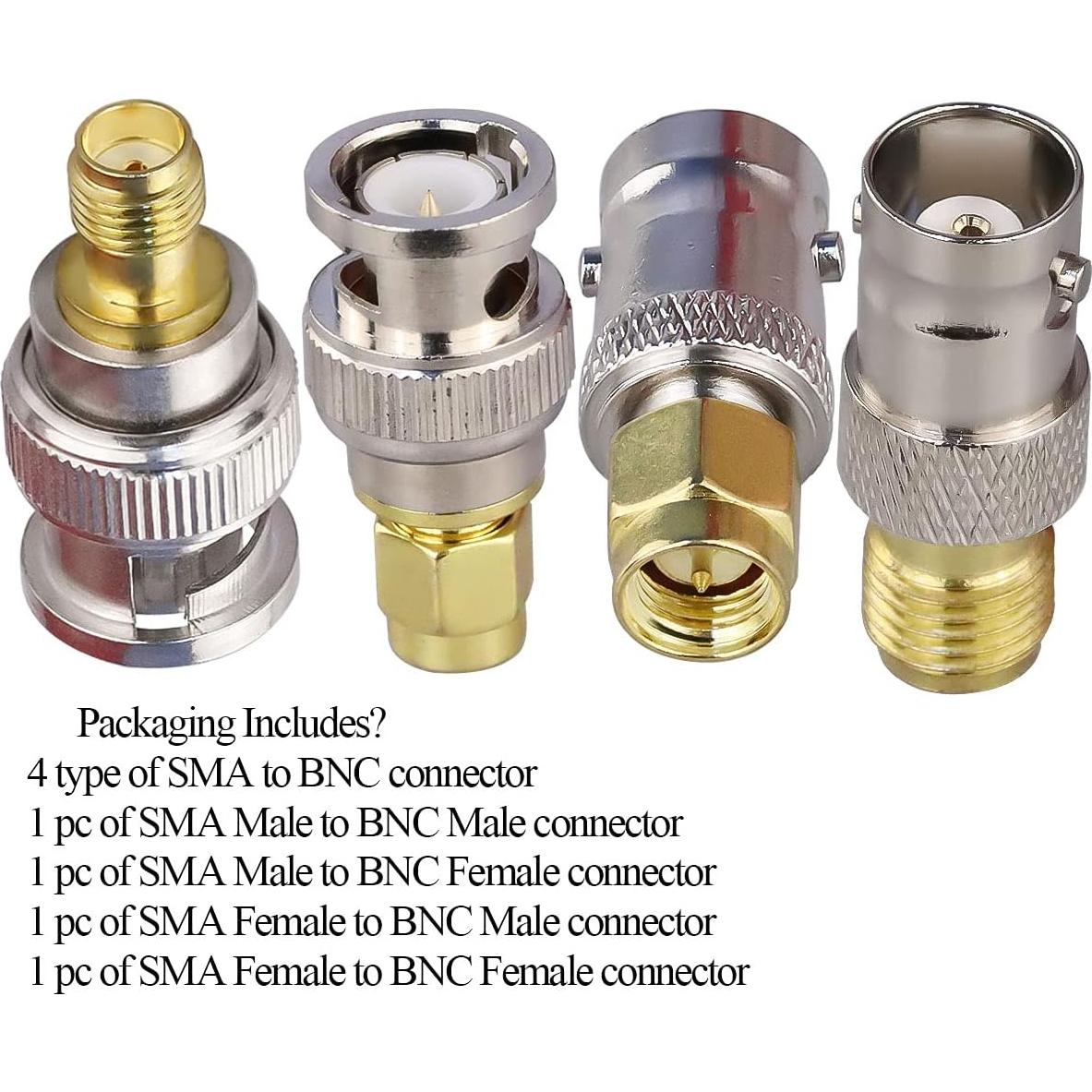 Adaptador Coaxial SMA a BNC TUOLNK 4 Piezas 6 GHz