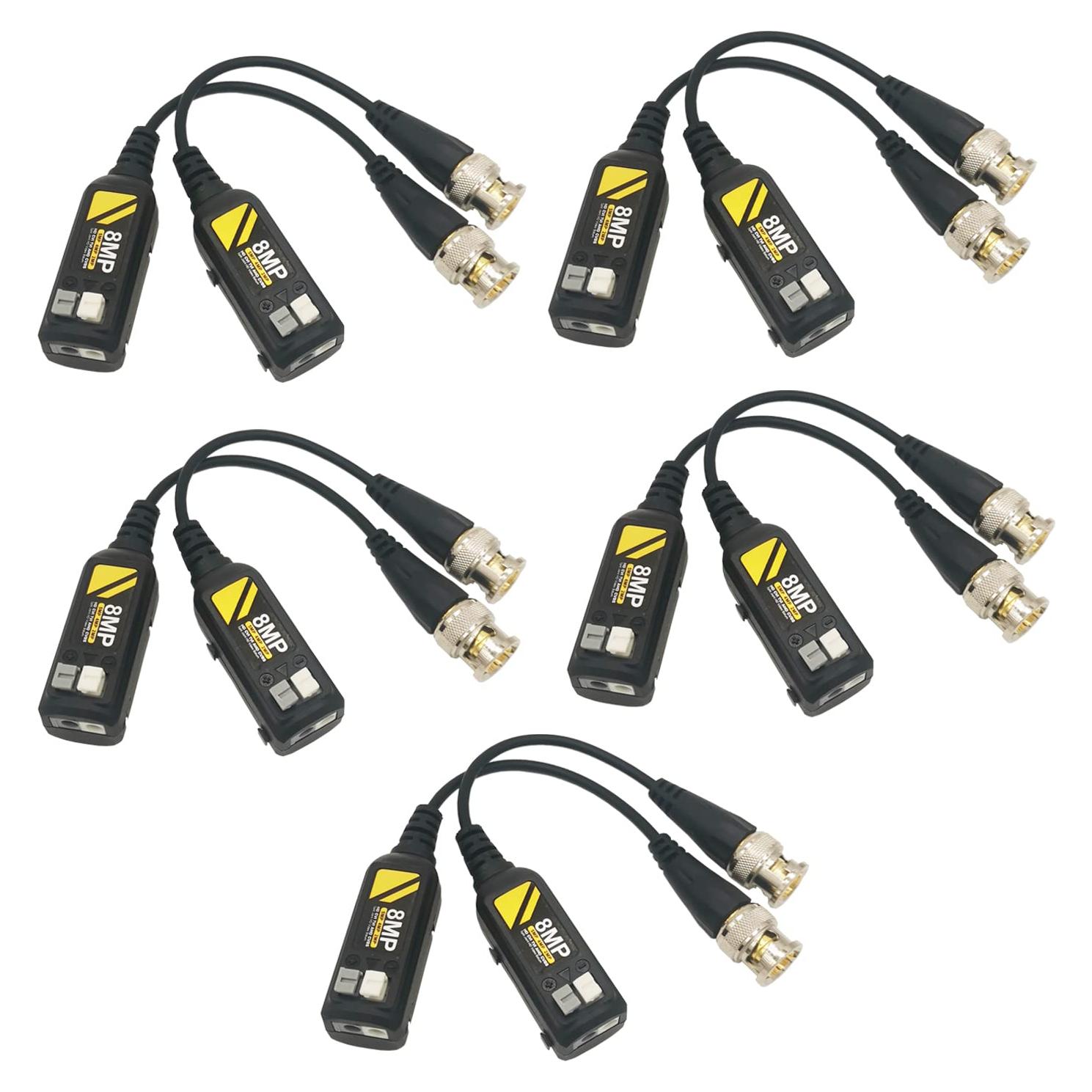 5 Pares Conectores Balun Video CCTV 4K Douzime AHD/TVI/CVI