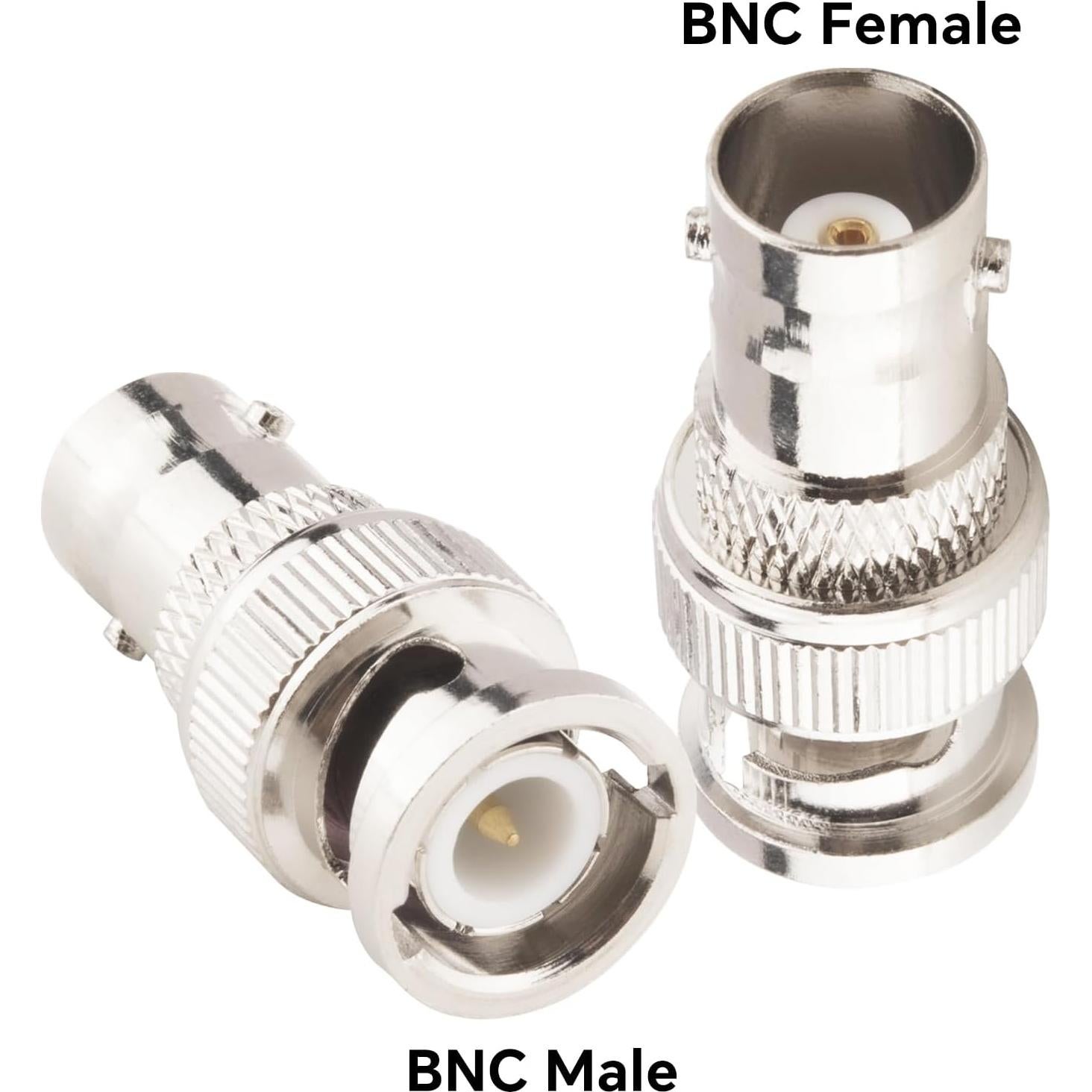 Adaptador BNC Macho a Hembra Boobrie 2PCS 50 Ohm para CCTV