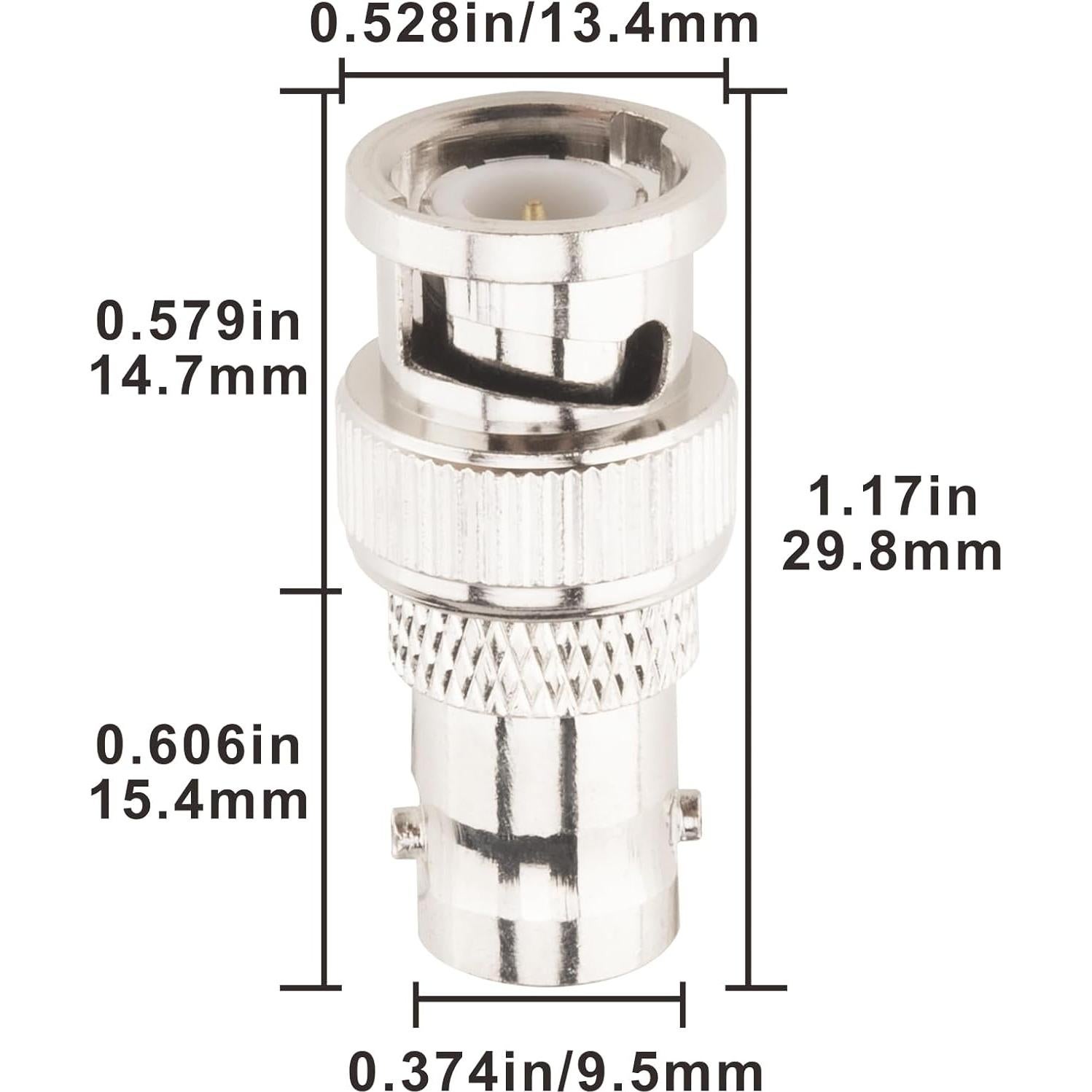 Adaptador BNC Macho a Hembra Boobrie 2PCS 50 Ohm para CCTV