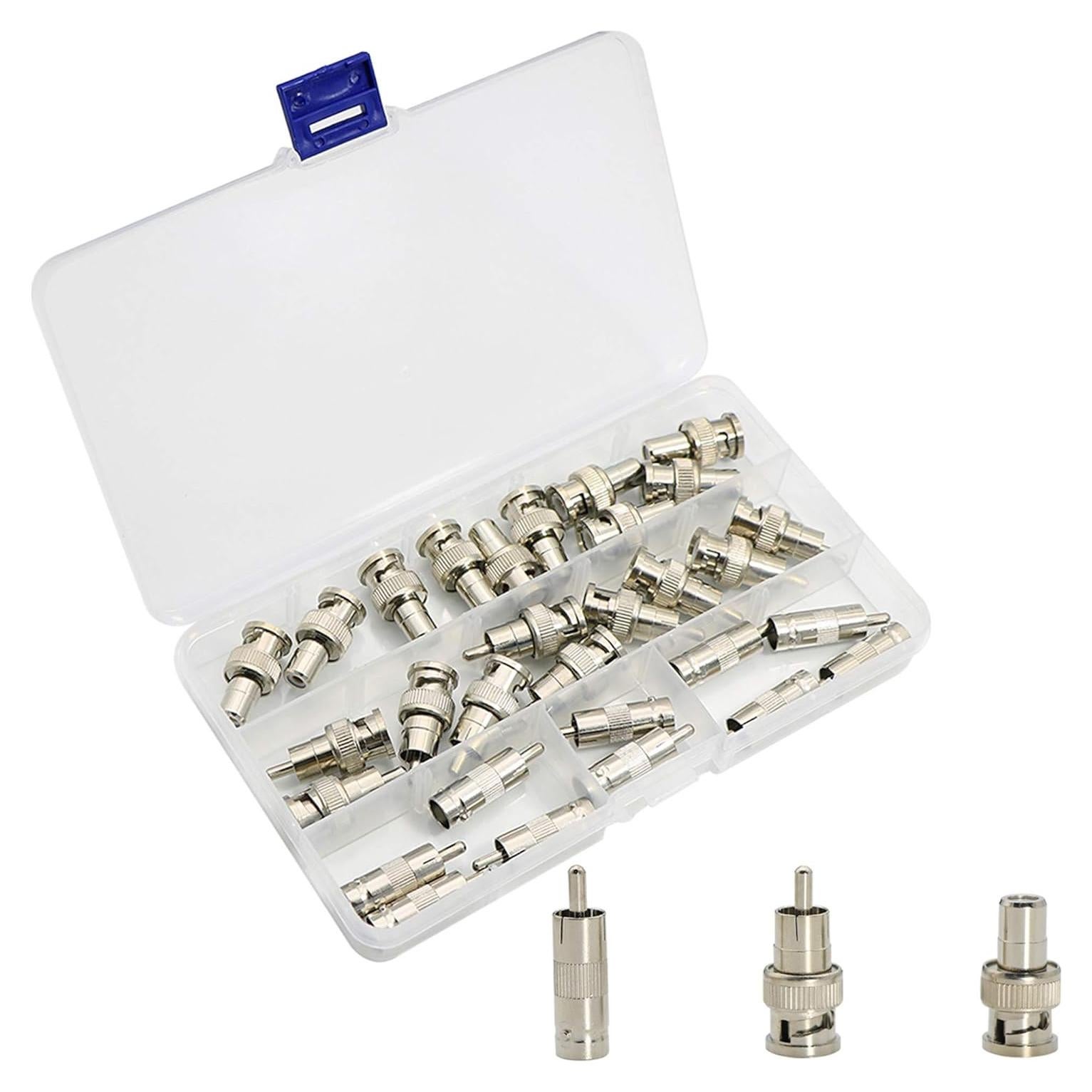 Kit 30 Conectores Adaptadores BNC a RCA Zovfam - 10 Macho y Hembra