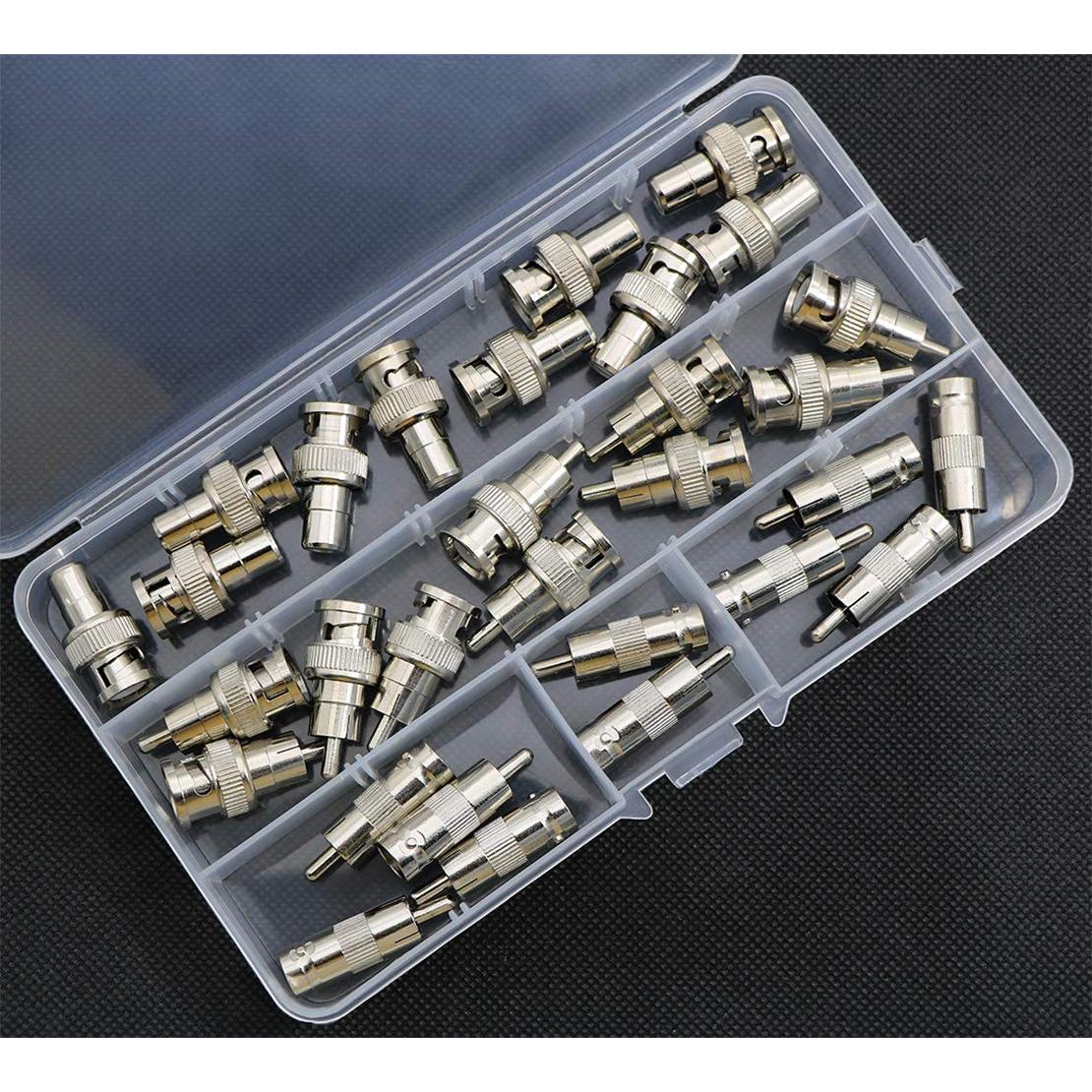 Kit 30 Conectores Adaptadores BNC a RCA Zovfam - 10 Macho y Hembra