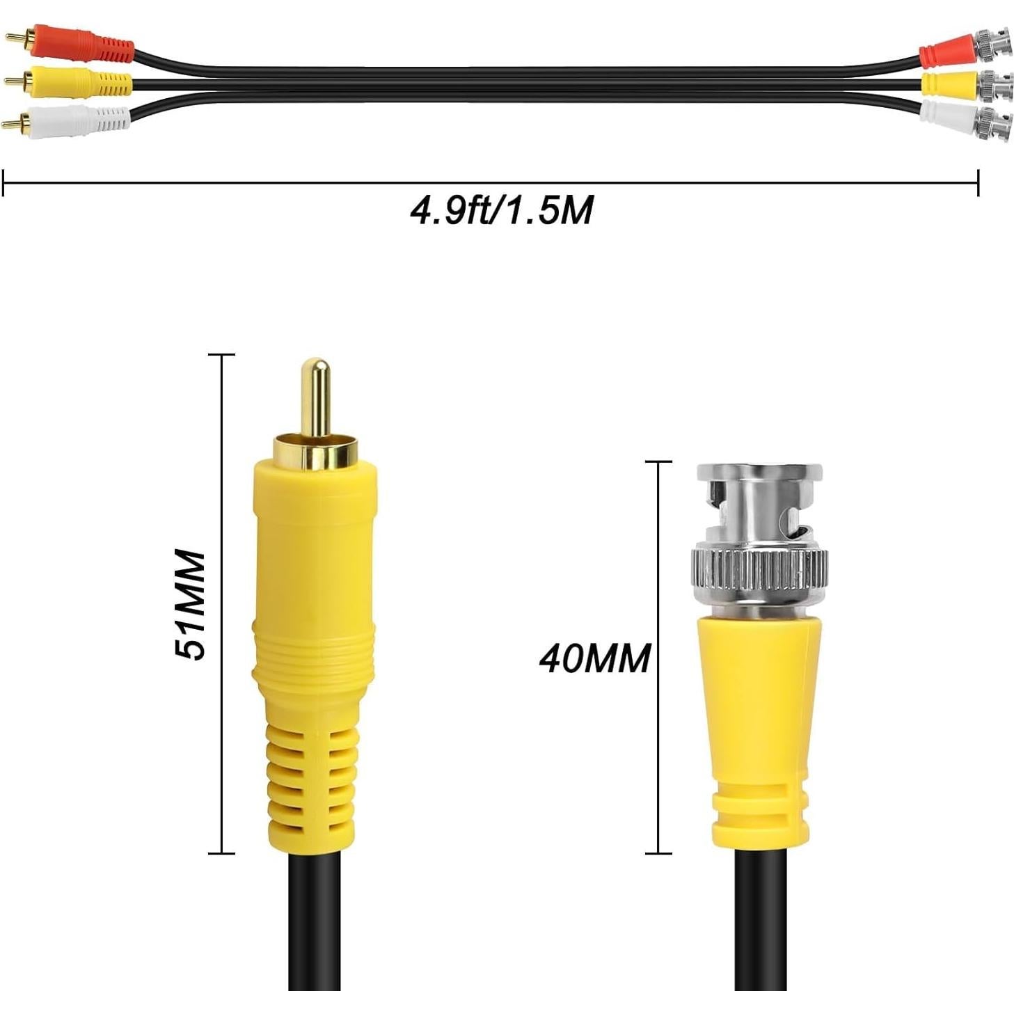 Cable Coaxial BNC a RCA 1.5m Yingtuyou para CCTV