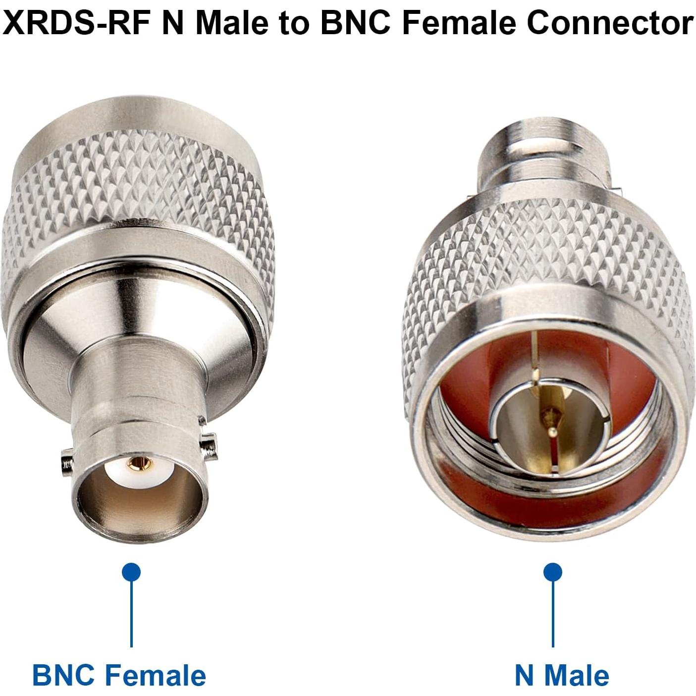 Adaptador N macho a BNC hembra XRDS-RF 2 piezas 50 Ohmios