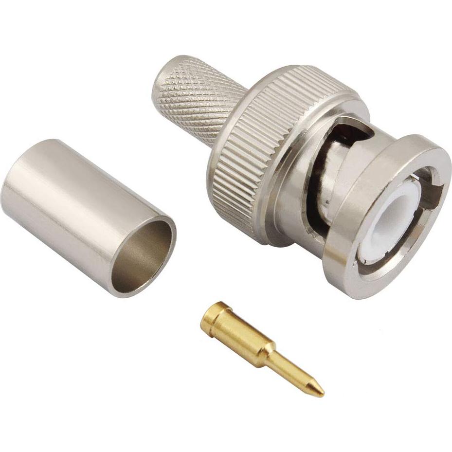 Conector BNC Macho Crimp 50 Ohm para Cable Coaxial RG8X - Paquete de 10