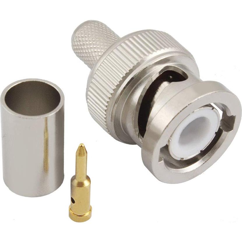 Conector BNC Macho Crimp 50 Ohm para Cable Coaxial RG8X - Paquete de 10