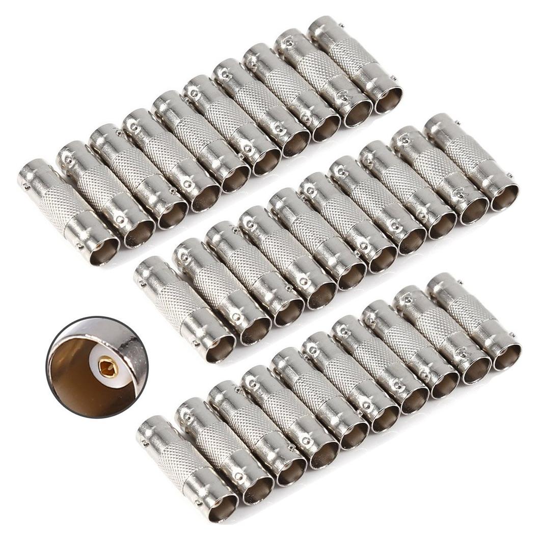 30 Conectores BNC Femenino a Femenino Exgoofit para CCTV