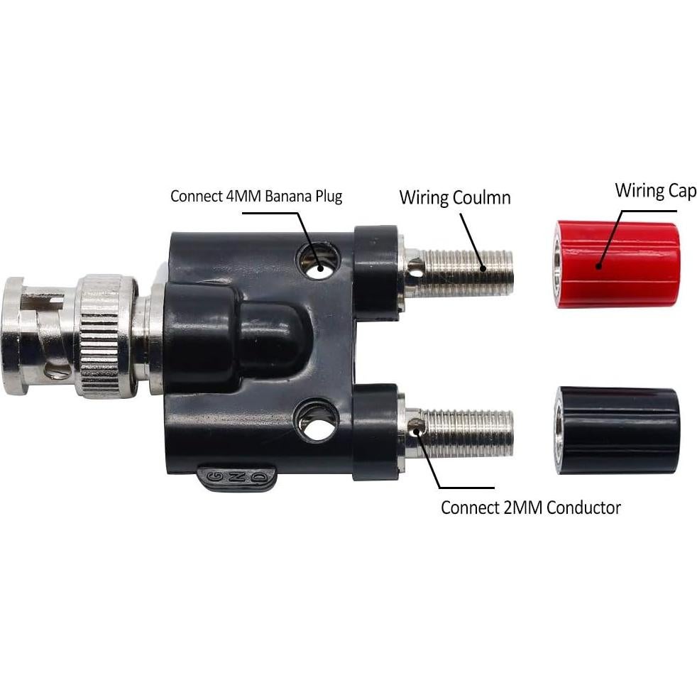 Adaptador BNC Macho a Doble Jack Banana Hembra 4mm - 5 Pcs