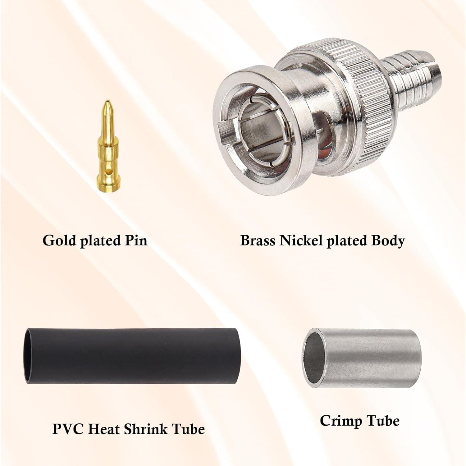 Conectores BNC macho RG59 XRDS -RF para CCTV - Paquete de 10