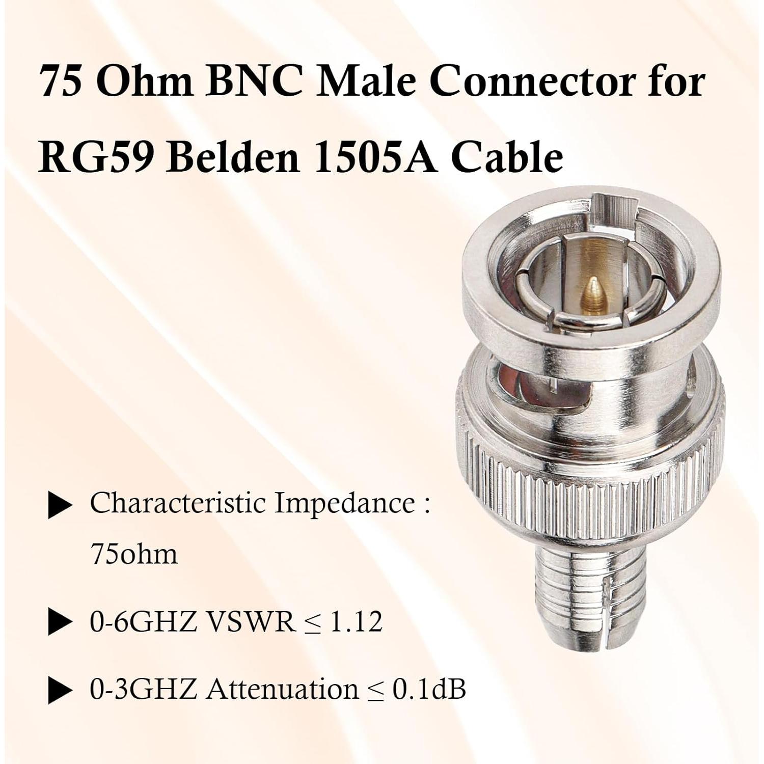 Conectores BNC macho RG59 XRDS -RF para CCTV - Paquete de 10