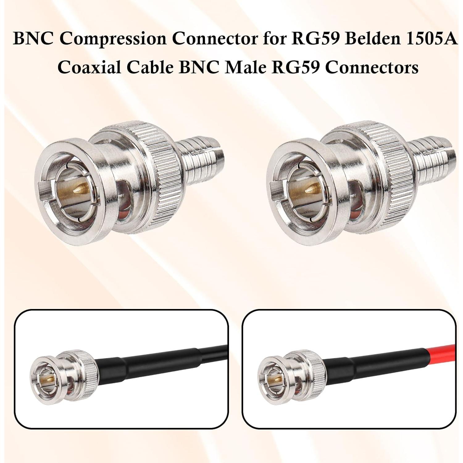 Conectores BNC macho RG59 XRDS -RF para CCTV - Paquete de 10