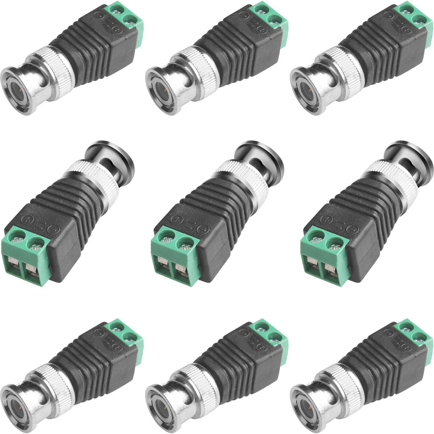 Conector Balun BNC Masculino 10 Pcs para CCTV Cat5/Cat6