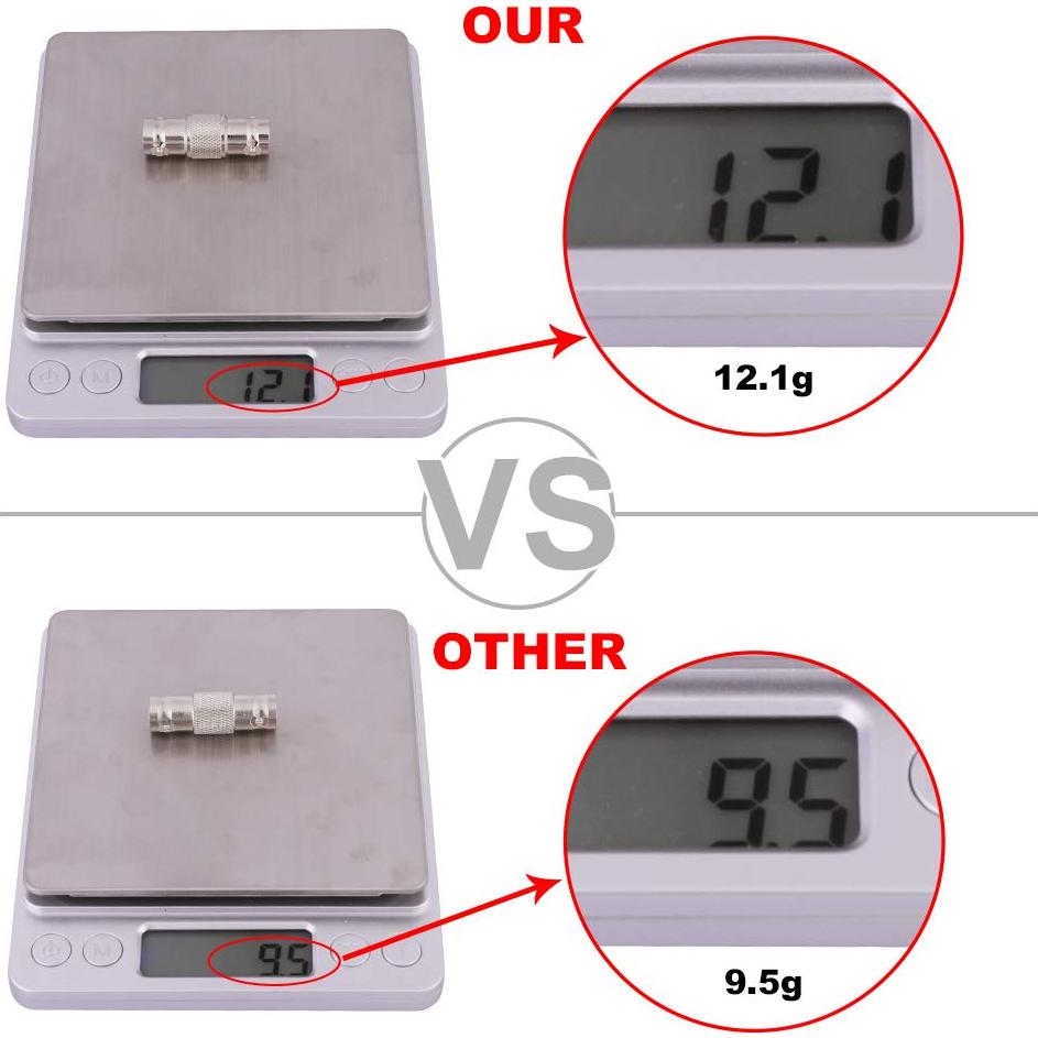 Adaptador BNC hembra a hembra XRDS RF - Paquete de 4