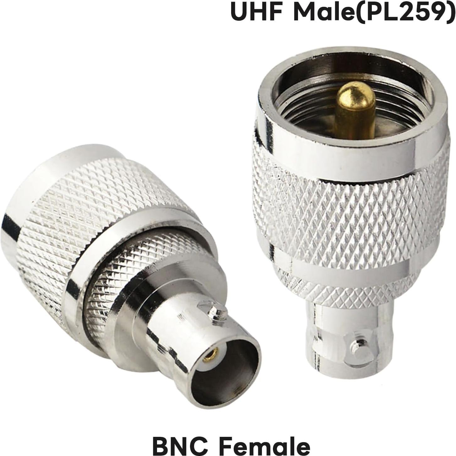 Conector Coaxial Boobrie UHF Macho a BNC Hembra Bajo Pérdida - Paquete de 2