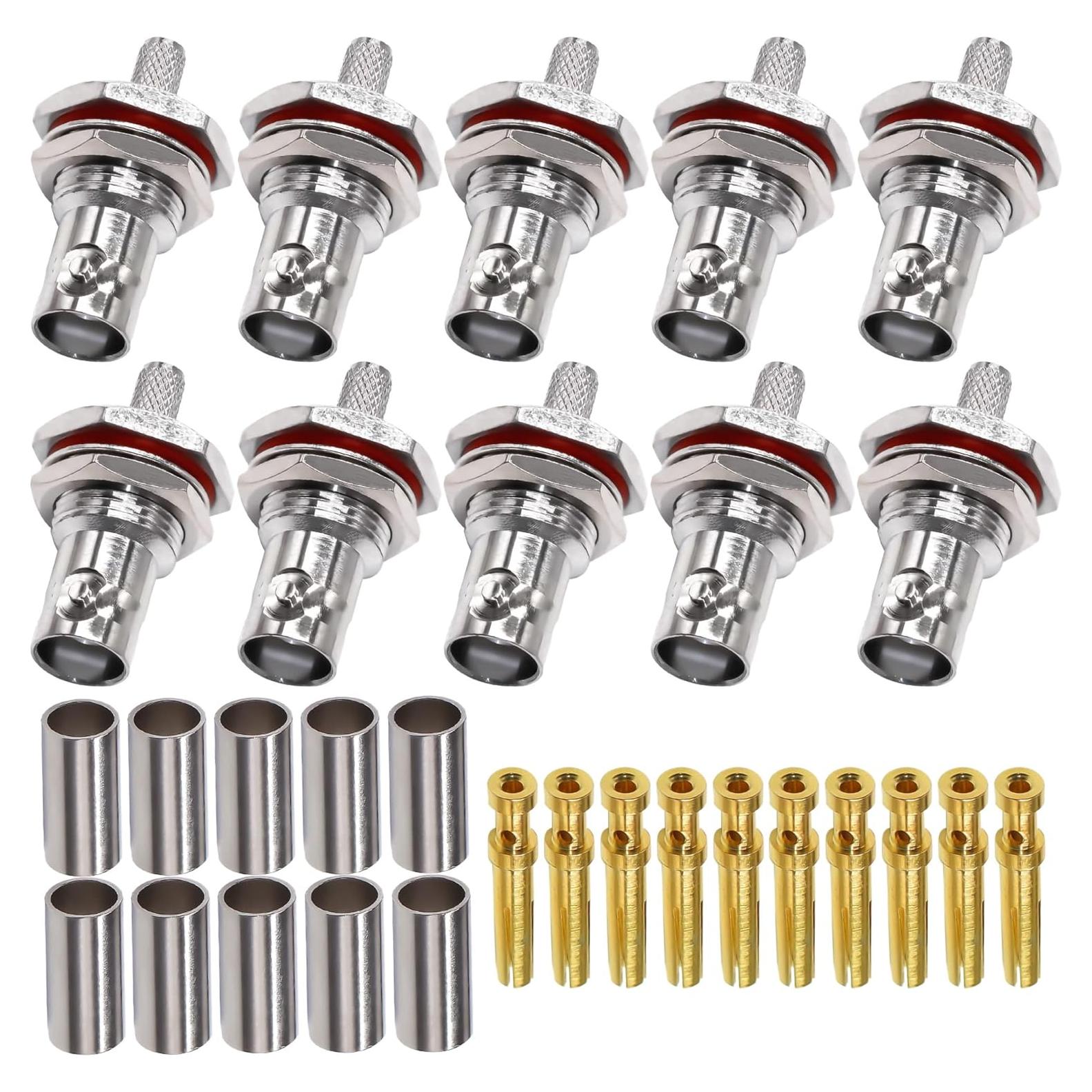10 Conectores Crimp BNC Femenino Impermeables TUOLNK 6 GHz