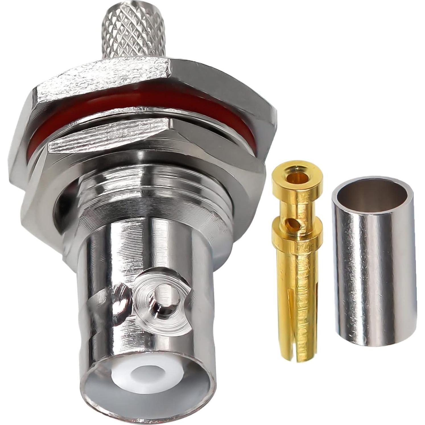 10 Conectores Crimp BNC Femenino Impermeables TUOLNK 6 GHz