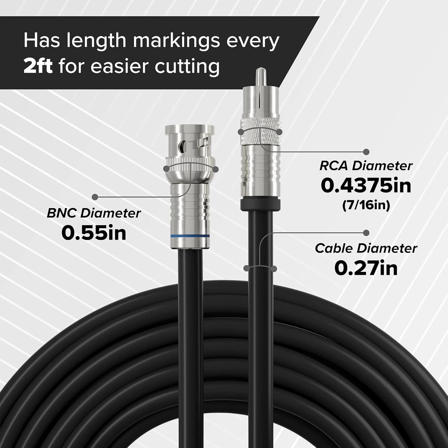 Cable BNC a RCA 2.7m THE CIMPLE CO - Coaxial 75 Ohm