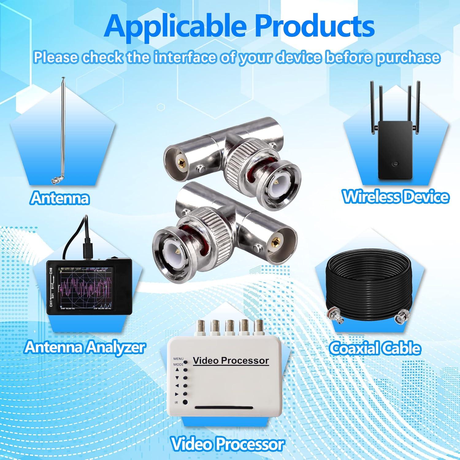 Conector Triple Tee BNC Macho a Doble BNC Hembra TUOLNK