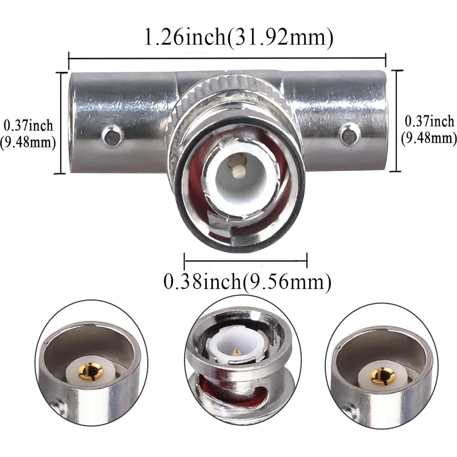 Conector Triple Tee BNC Macho a Doble BNC Hembra TUOLNK