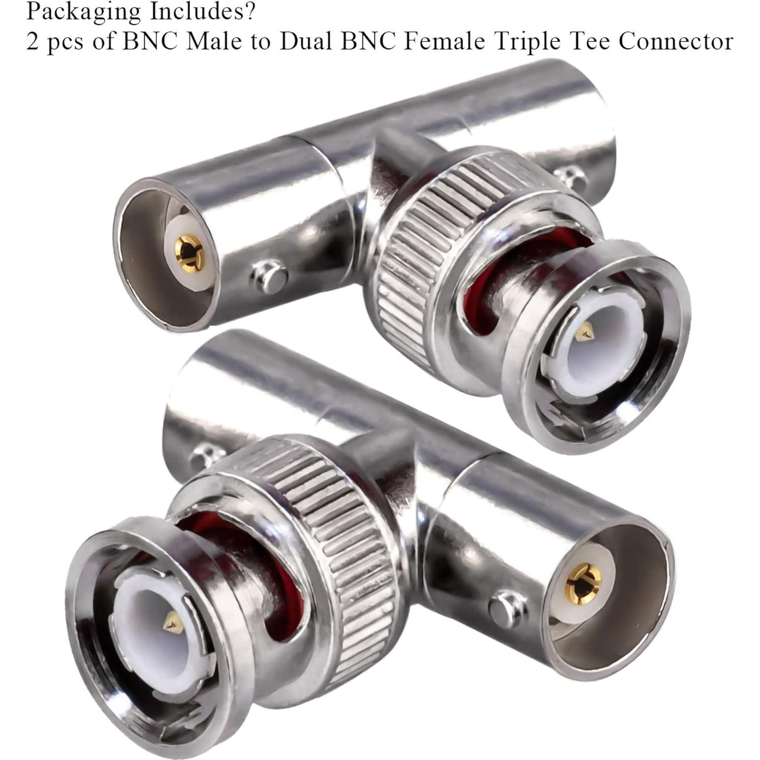 Conector Triple Tee BNC Macho a Doble BNC Hembra TUOLNK