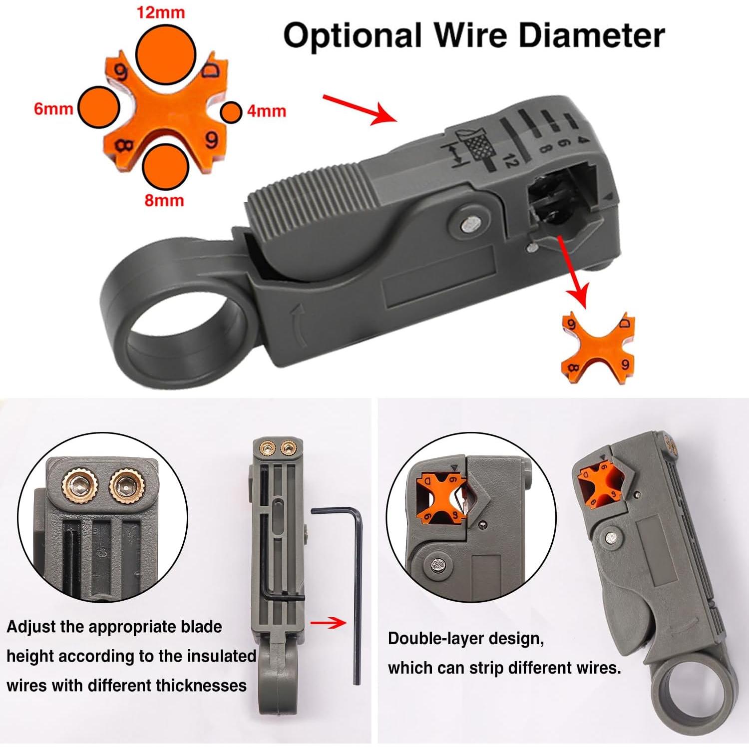 Kit de Crimpado de Cable Coaxial Taiss con 20 Conectores F RG6