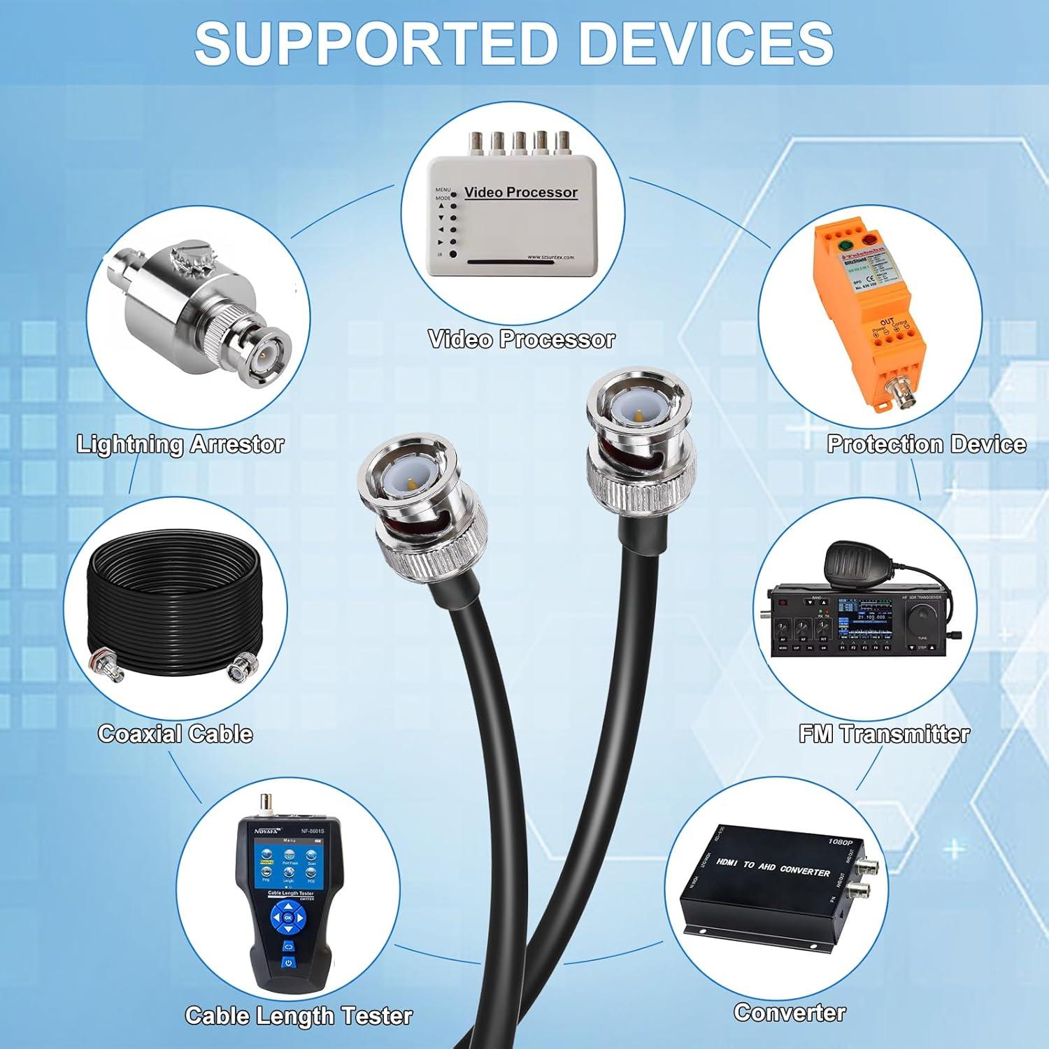 Cable Coaxial BNC RG58 TUOLNK 30cm 50 Ohm 2PCS