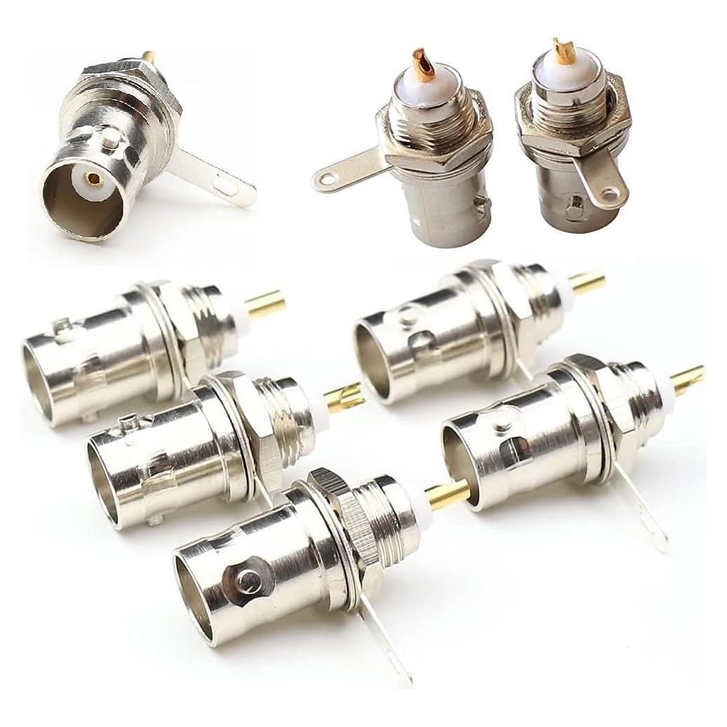 Conector BNC hembra montaje en panel con tuerca - 8 piezas