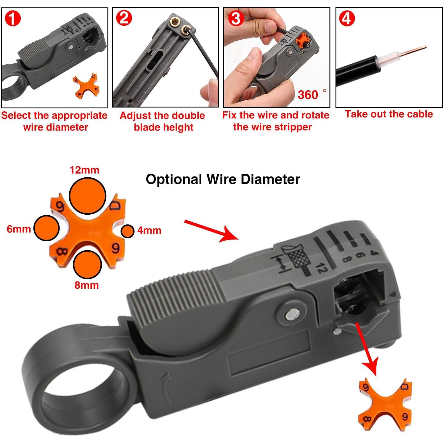 Kit de herramientas coaxiales Taiss BNC con crimpadora y 10 conectores