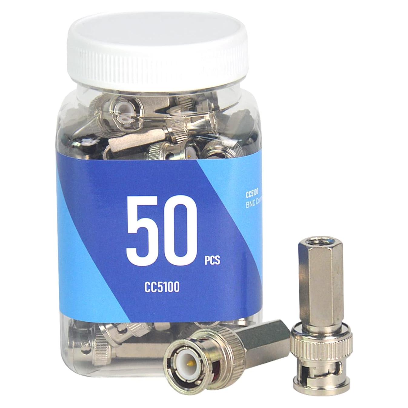 Conector BNC Macho Enroscar ENS para Coaxial RG 59 - 50 Pcs