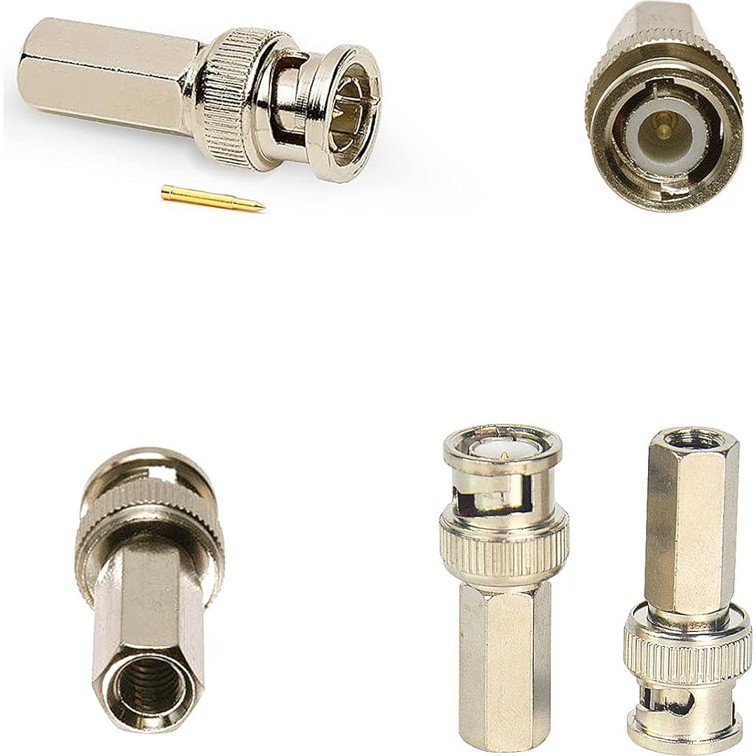 Conector BNC Macho Enroscar ENS para Coaxial RG 59 - 50 Pcs
