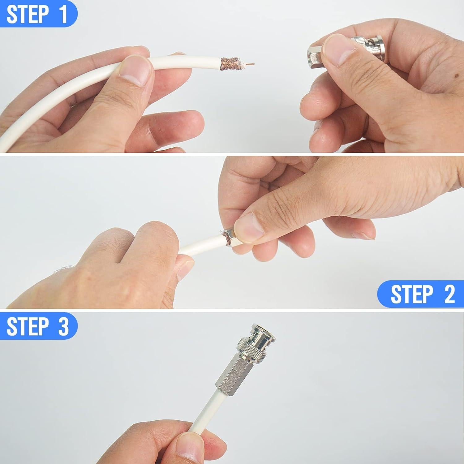 Conector BNC Macho Enroscar ENS para Coaxial RG 59 - 50 Pcs