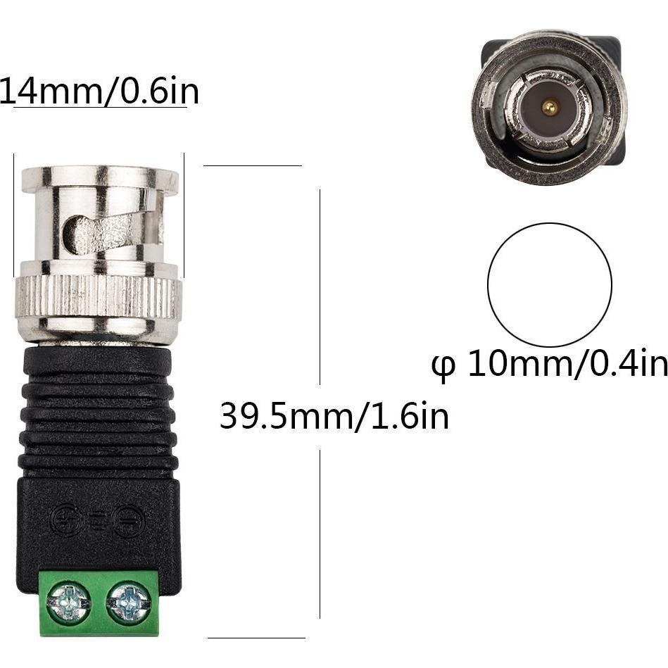 Conector Balun BNC Masculino CCTV 65 Pcs para Cat5/Cat6