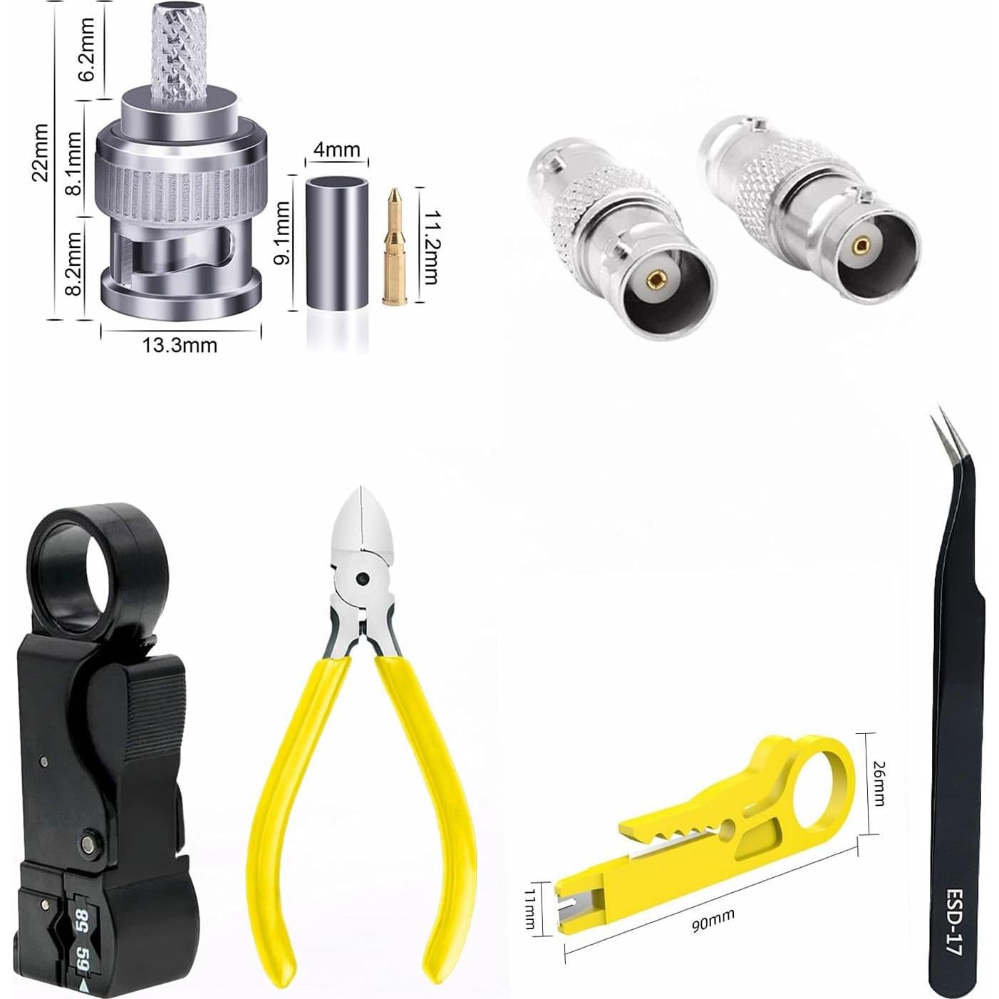 Kit de Herramientas de Crimpado BNC Dasxskj para RG58 RG59