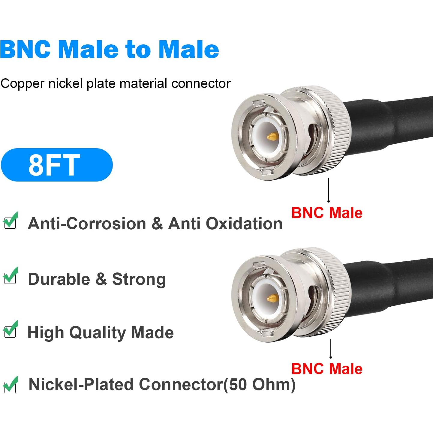 Cable coaxial BNC macho a macho RG8X 2.44m 50 ohm MOOKEERF
