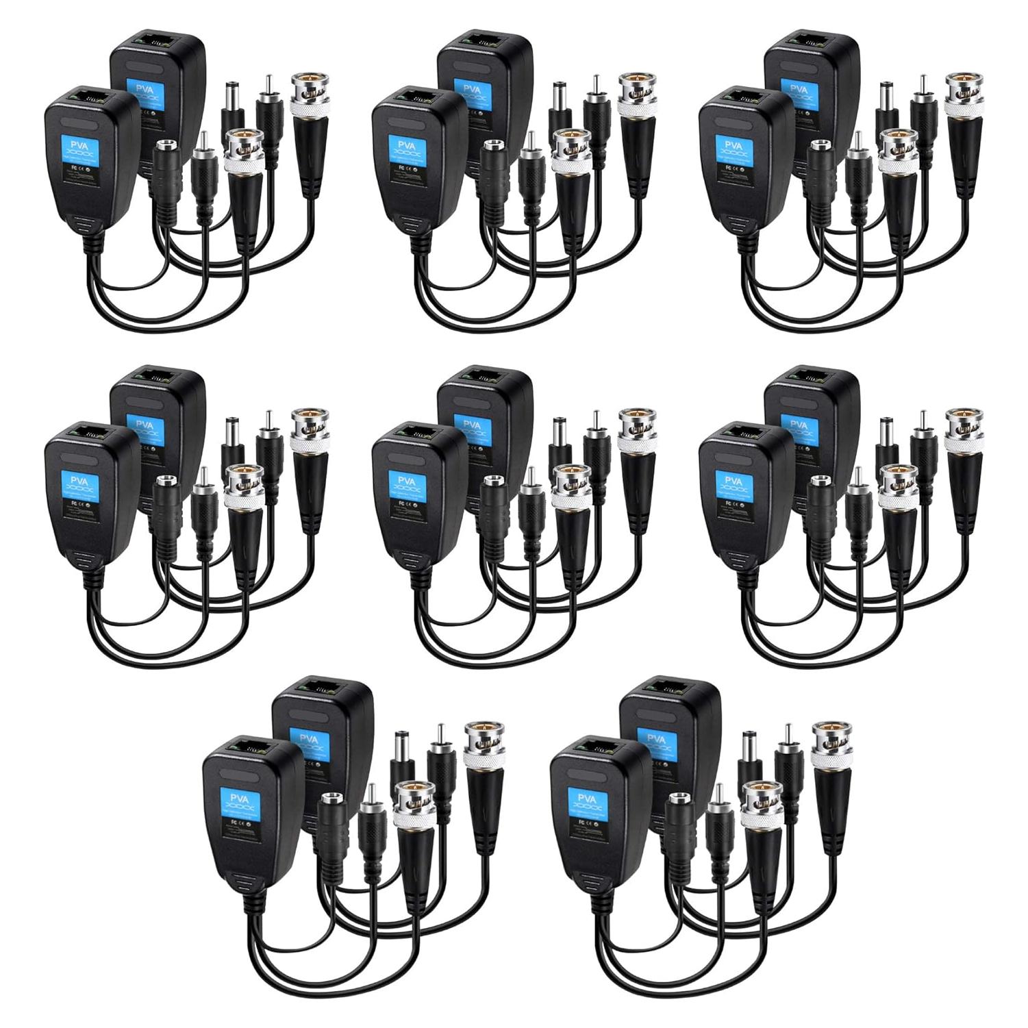 Balun de Video Pasivo 8 Pares BNC a RJ45 1080P 2MP para CCTV