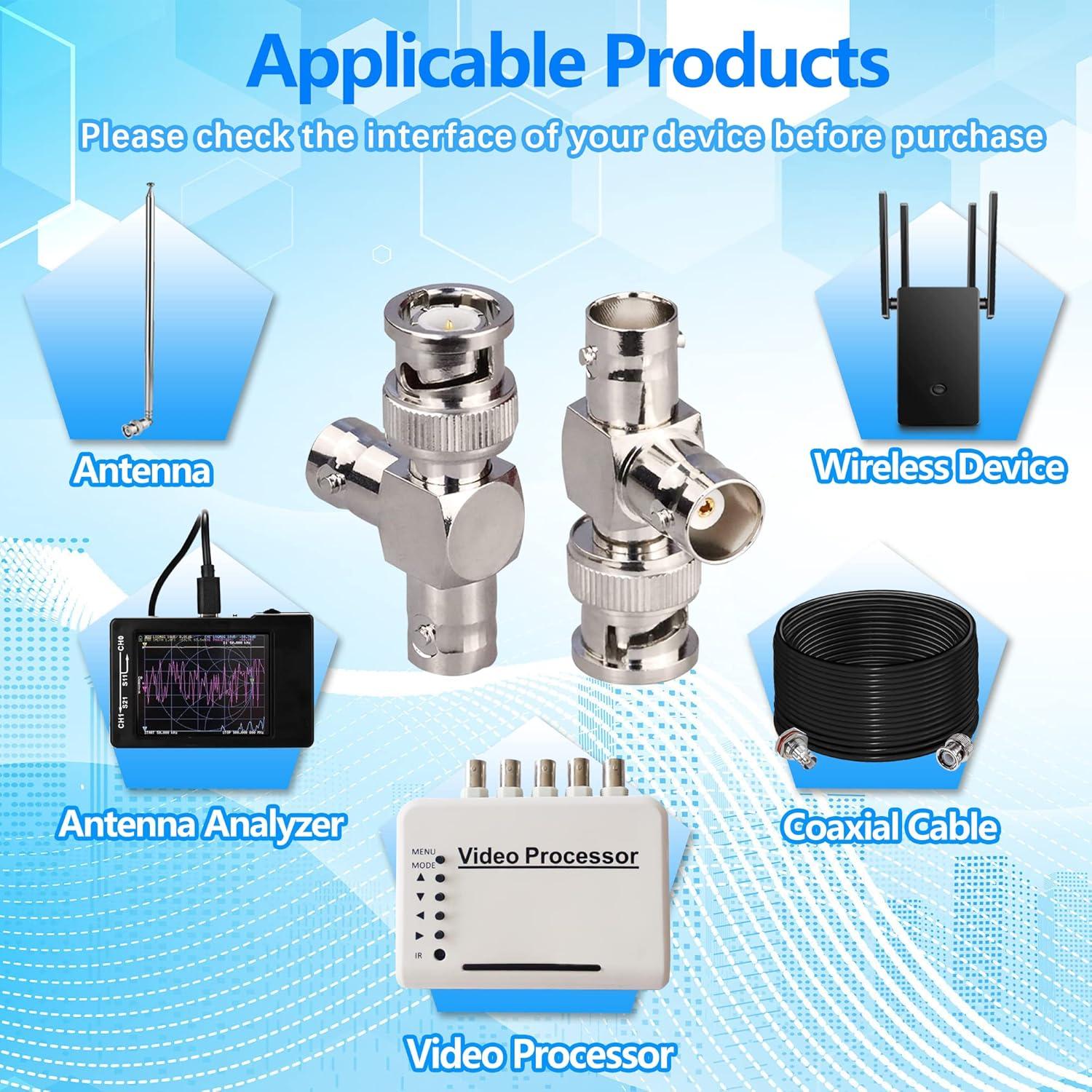 Conector BNC Macho a Doble Hembra TUOLNK 3 Vías - Paquete de 2