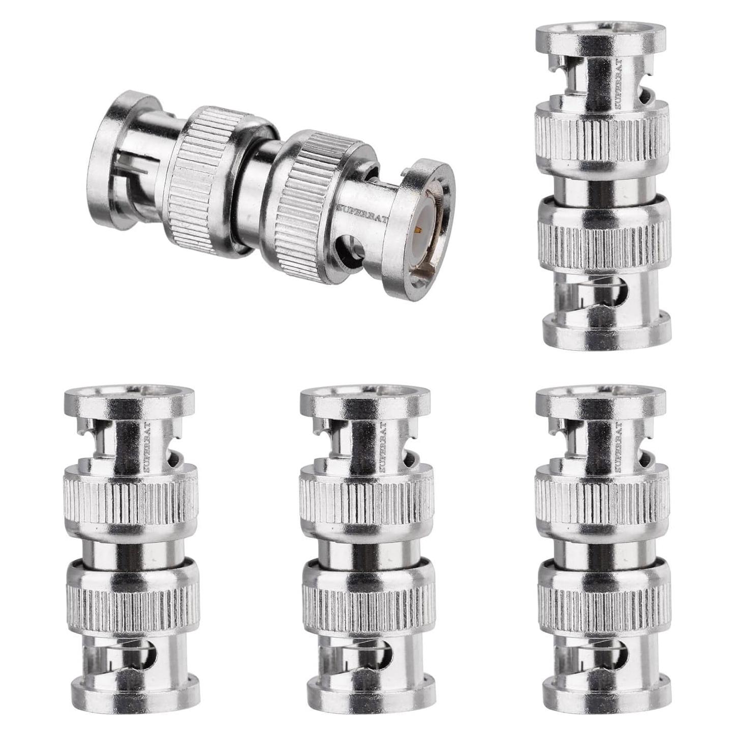 Adaptador BNC Macho a Macho Superbat 50 Ohm para CCTV - 5 Pcs
